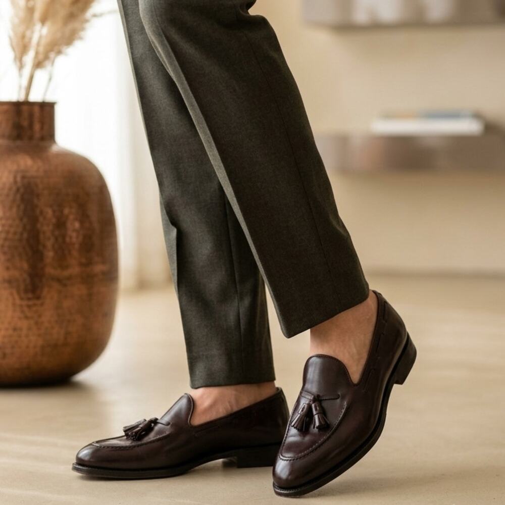 Meermin Mallorca Loafers Mens US 7 Brown Leather Tassel Goodyear Welted Slip On